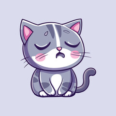 Cute sad kitten Cartoon Vector Illustration