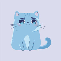 Cute sad kitten Cartoon Vector Illustration