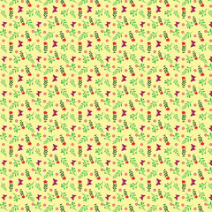 Seamless Christmas pattern with holly berry. Vector illustration.