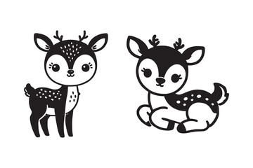 Baby deer silhouette with white background