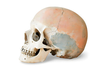 Human skull isolated on white background