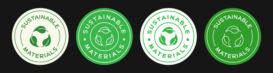 Sustainable Materials Logo Icon Sign Badge Vector Design. Recycling Symbol.