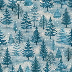 Obraz premium Winter Forest with Snow and Pine Trees . Nature Landscape