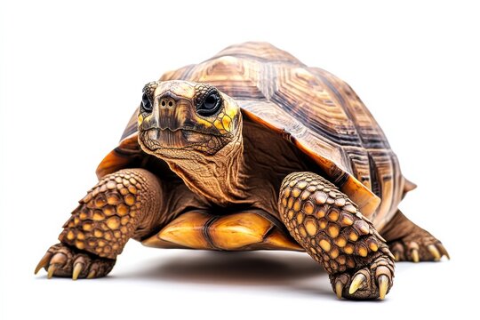 Close-up of a tortoise, isolated on white.