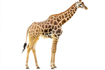 Naklejka premium Giraffe standing on white background