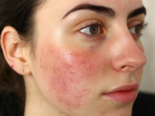 Closeup Of A Young Woman With Red Inflamed Skin