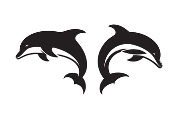 Dolphin silhouette vector with white background 