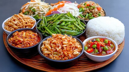 Aromatic Asian Cuisine Rice and Vegetable Dishes