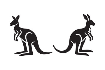 Kangaroo silhouette vector with white background