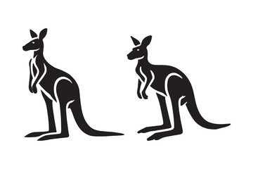 Kangaroo silhouette vector with white background