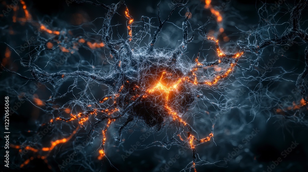 Poster Exploring a holographic representation of neural networks science lab digital art abstract close-up neural connectivity