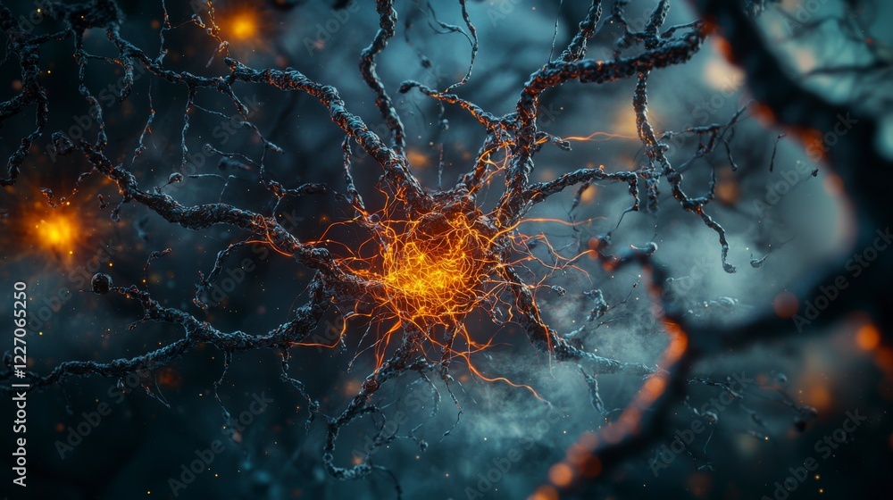 Poster Intricate neural network visualization digital art abstract imagery technology environment close-up perspective