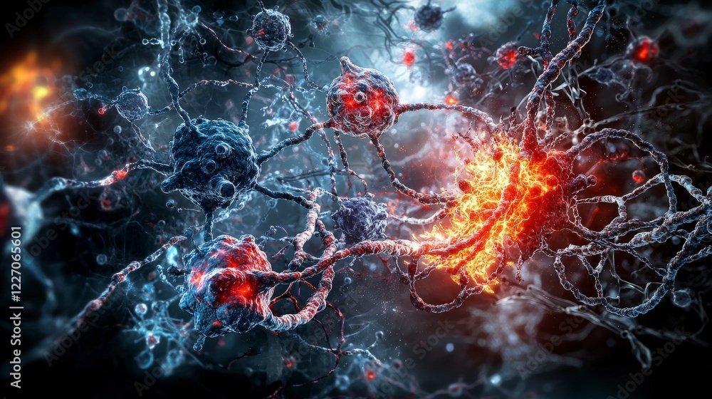 Poster a mesmerizing visualization of genetic diversity in microscopic cells laboratory setting abstract ar