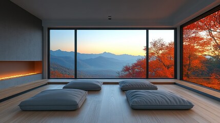 Mountain View Meditation Room Autumn Sunset