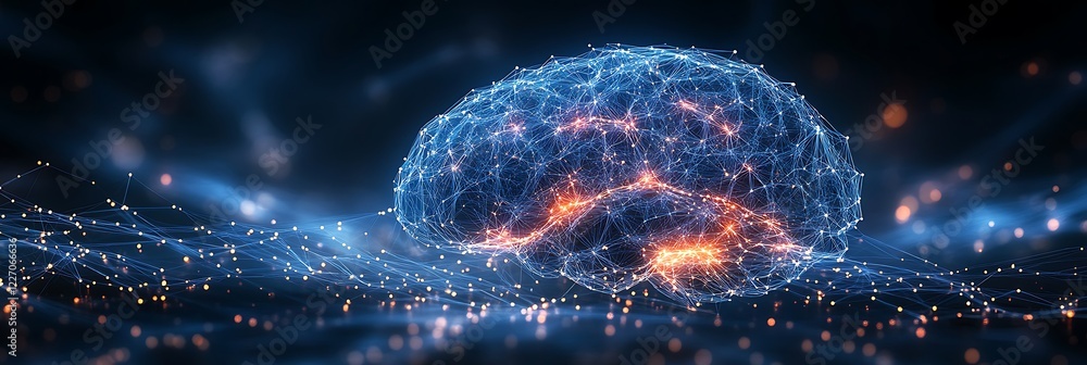 Poster digital brain network visualizing neural connections
