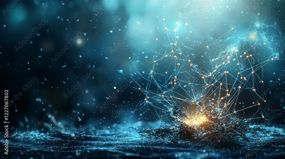 Poster Abstract water splash in interconnected nanotechnology a close-up view of an innovative digital environment