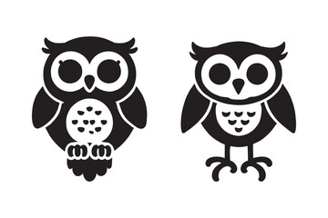 Owl silhouette vector with white background 