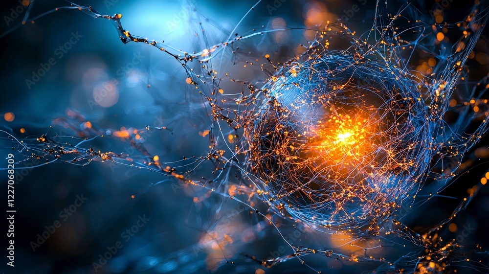 Poster Quantum entanglement visualization abstract science digital art vibrant environment close-up view minimalism concept