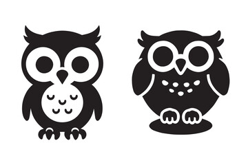 Owl silhouette vector with white background 