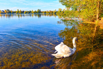 Der Nachtweidesee bei Kahl am Main im Landkreis Aschaffenburg in Unterfranken (Bayern)