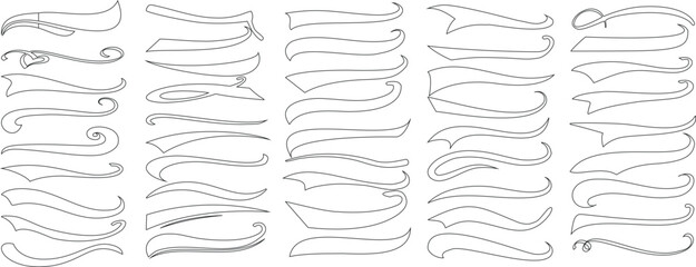 Text swoosh, swirl, flourishes, ribbon banner, curved line art, decorative design, calligraphy ornament, vector illustration, vintage style, retro frame, artistic scroll, typography element