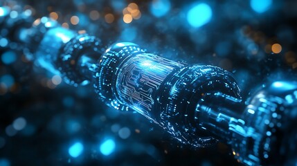 Futuristic Digital Chain Link Representing Blockchain Technology