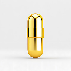 Golden yellow color pill or capsule isolated on white background. Omega-3 supplements