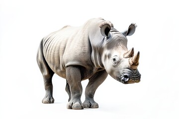 Obraz premium Majestic White Rhinoceros on White Background