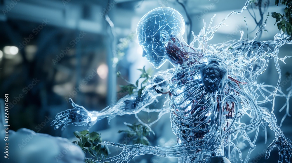 Aufkleber ai innovation and ethical development futuristic lab digital art serene environment close-up view co