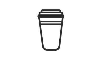 Minimalist outline icon of a takeout coffee cup on a white background