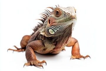 Fototapeta premium Red iguana portrait against white background