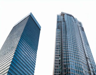 Obraz premium Glass Skyscrapers and Office Towers – Professional Renderings Isolated Skyscrapers – Realistic 3D Office Building Collection