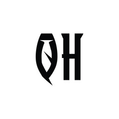 QH monogram logo design letter text name symbol monochrome logotype alphabet character simple logo