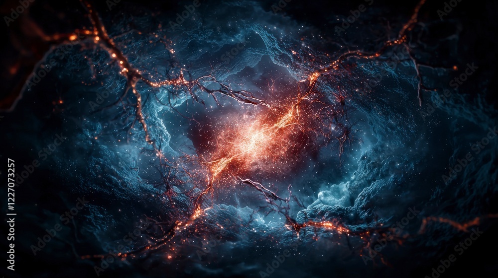 Poster Surreal space exploration visualization of cosmic phenomena digital art outer space abstract macro perspective