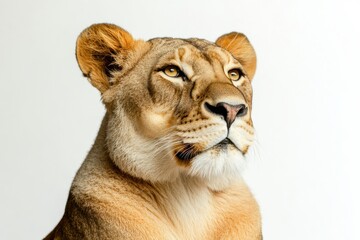 Obraz premium Majestic lioness, golden fur, intense gaze.