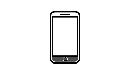 Minimalist smartphone icon with a blank screen on a white background and copy space
