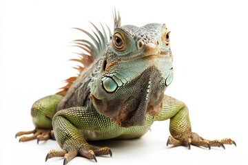Obraz premium Green iguana portrait, vibrant colors