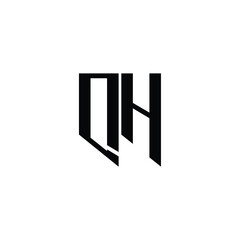 QH monogram logo design letter text name symbol monochrome logotype alphabet character simple logo