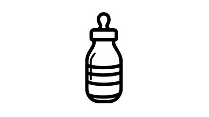Obraz premium Minimalist outline icon of a baby bottle on a white background