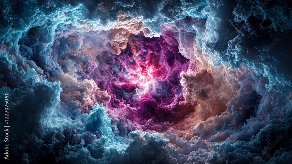 Aufkleber Ethereal quantum space travel visualization cosmic nebula digital art outer space spectacular view sci-fi concept
