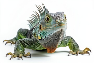Fototapeta premium Vibrant Green Iguana Close-Up