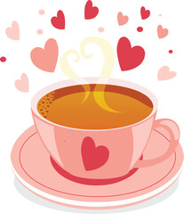 Vector illustration of tea with heart shape for valentine