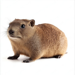 Obraz premium Brown rodent, alert expression, white background.