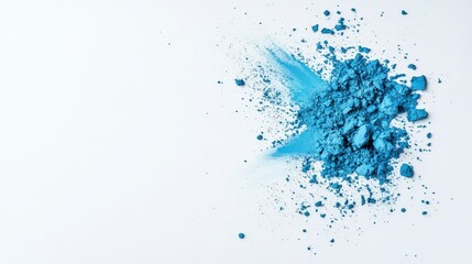 Abstract Blue Powder Explosion on White Background