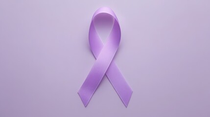 Lavender Ribbon Awareness Graphic, Symbolic Representation of Cancer Support, Advocacy, and Hope.