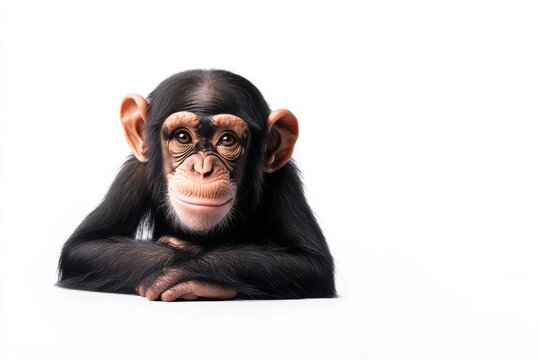 Adorable baby chimpanzee resting its arms.