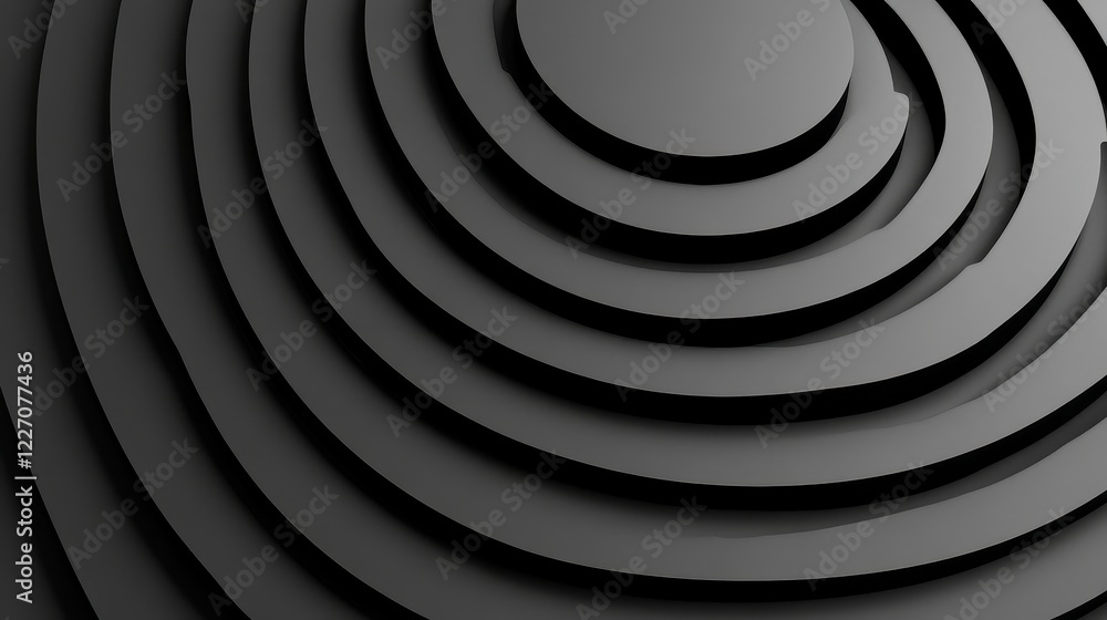 Aufkleber abstract concentric circles a three dimensional grayscale design