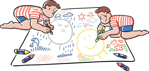 Boy Drawing his psychological state