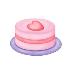 pink cake with heart watercolor