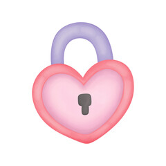 pink heart shaped lock watercolor